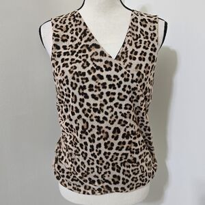 INC size Large Sleeveless V Neck  Animal Print Stretch Blouse‎